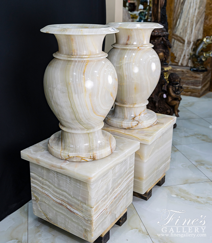 Marble Planters  - Onyx Urn Pair - MP-449